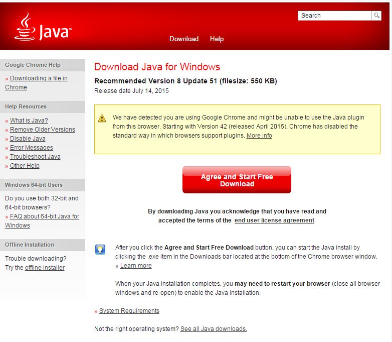 java update failed to required installation files