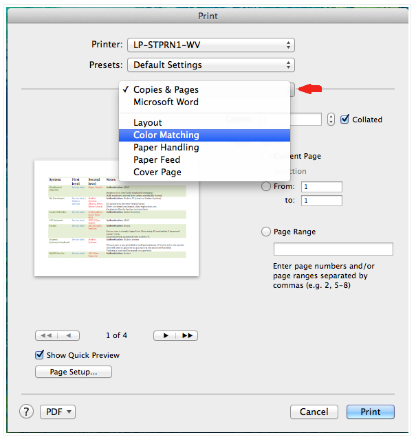 change default print settings word for mac